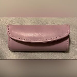 RARE Vintage NWOT COACH Lilac Purple Leather Lipstick Case with Cosmetic Mirror